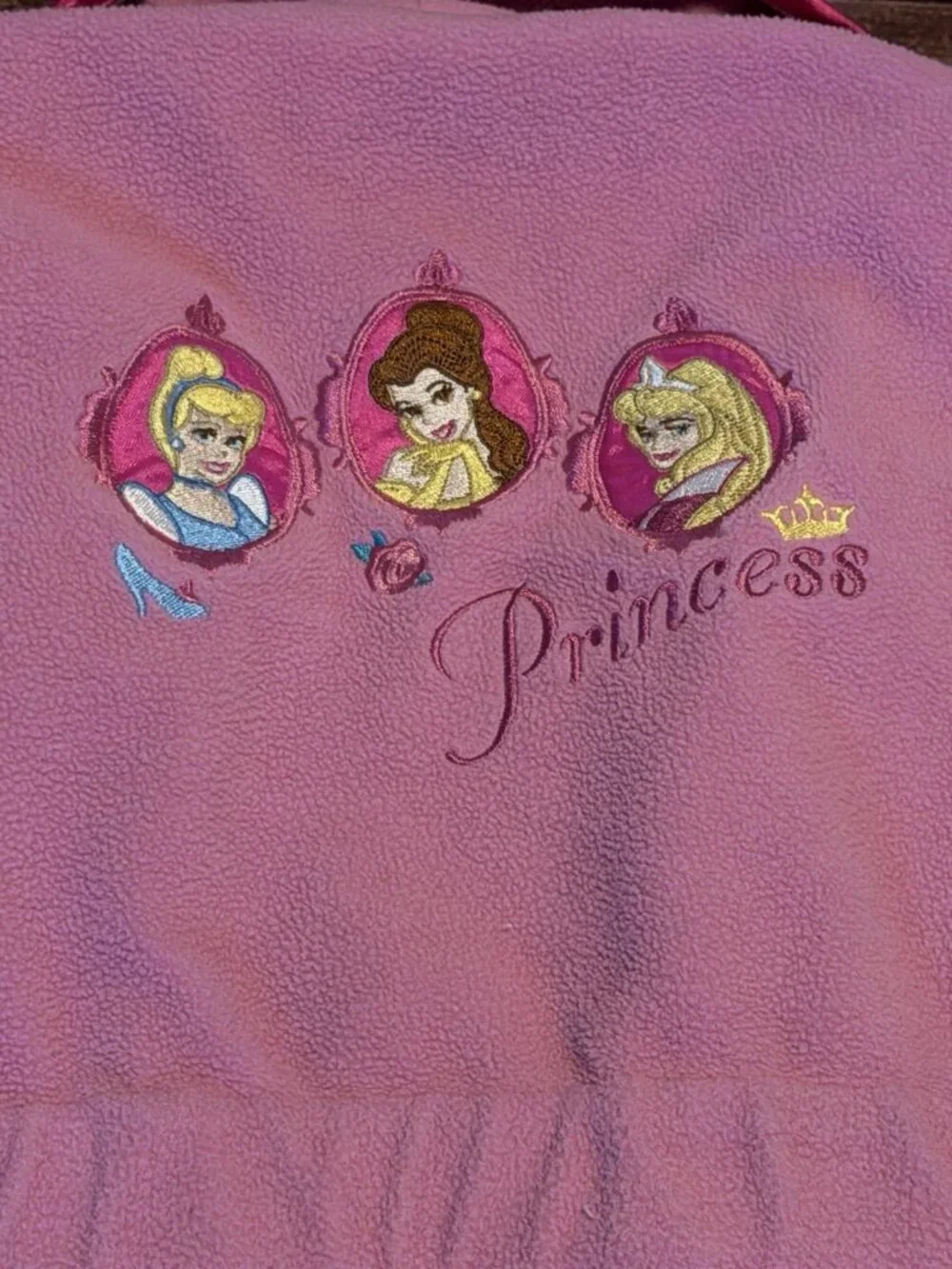 Kid's Disney Store Princess Pink Rose Robe XS Cinderella Belle Sleeping Beauty